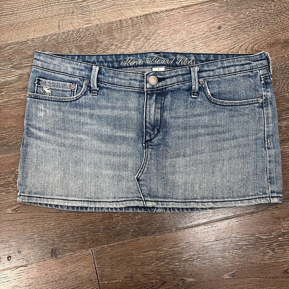 Abercrombie & Fitch Womens Blue Mini Skirt Stretch Denim Stonewash Size 4